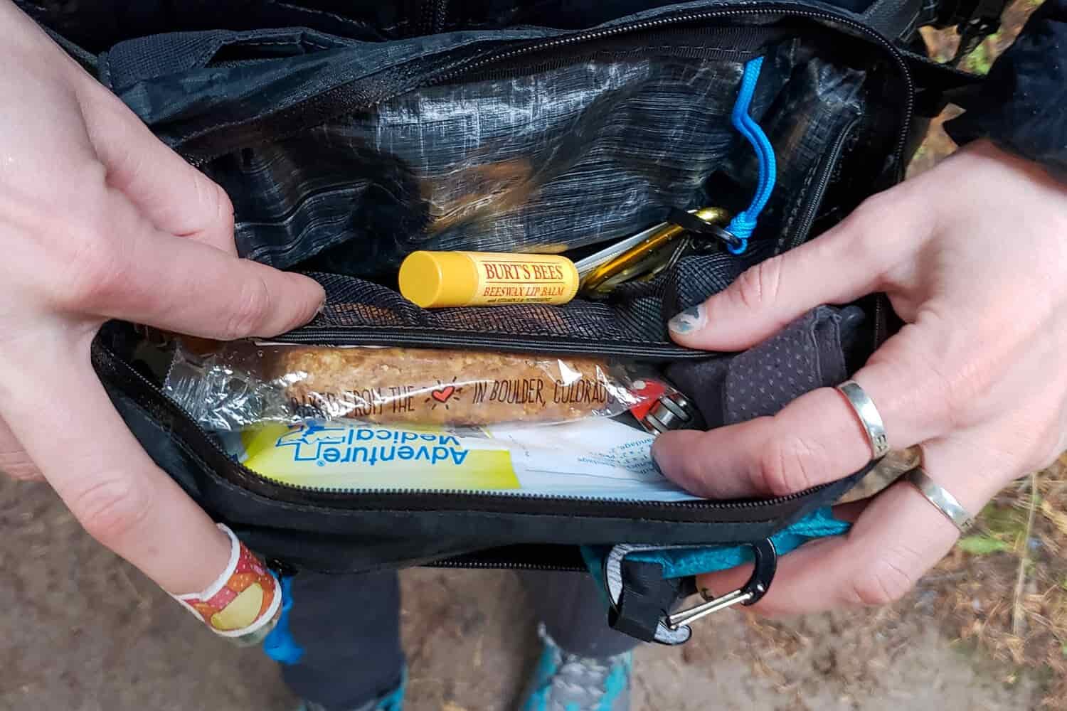 view of the inside of the hyperlite mountain gear versa fanny pack