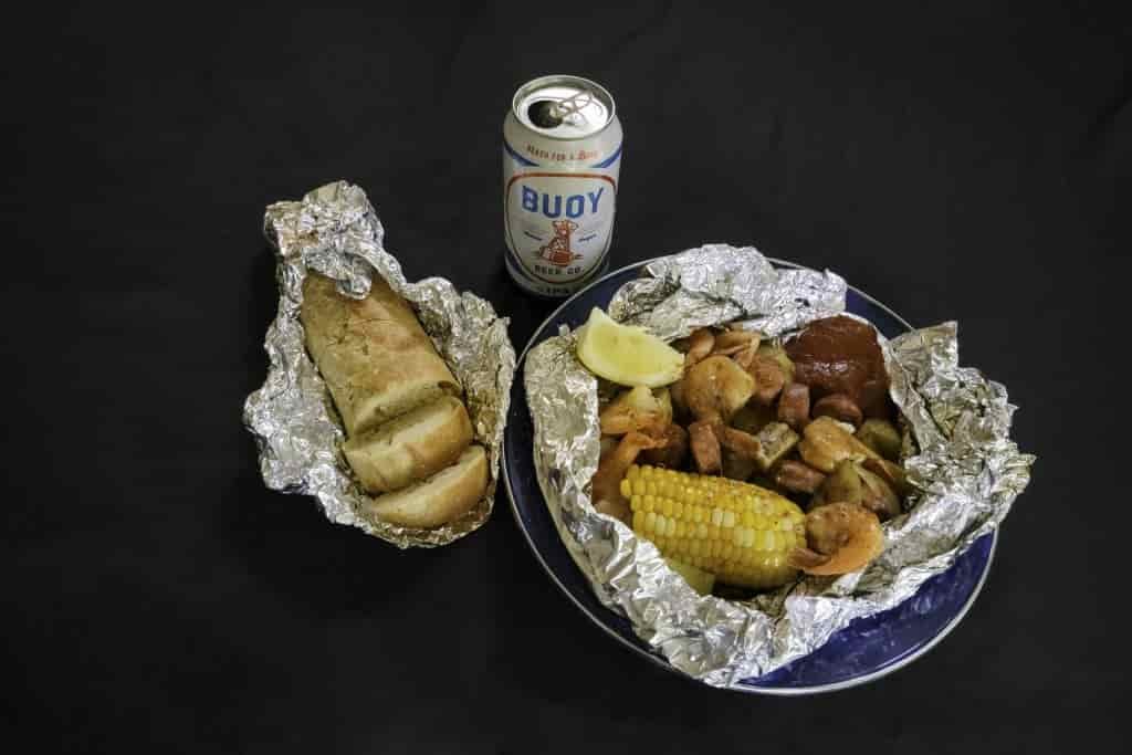 cooked dinner inside a foil wrap