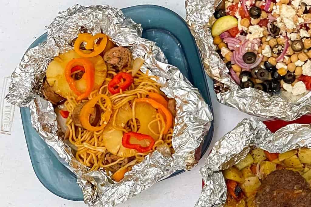 campfire dinners open on a table