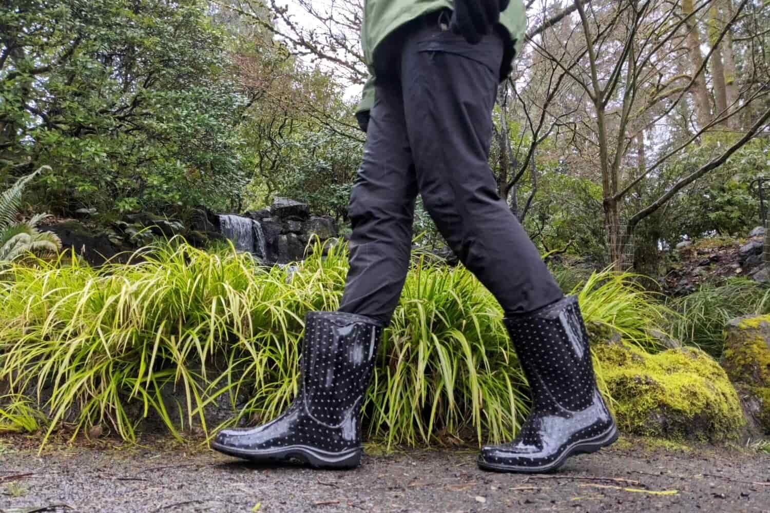 Walking through a garden in the Sloggers Rain and Garden Boots