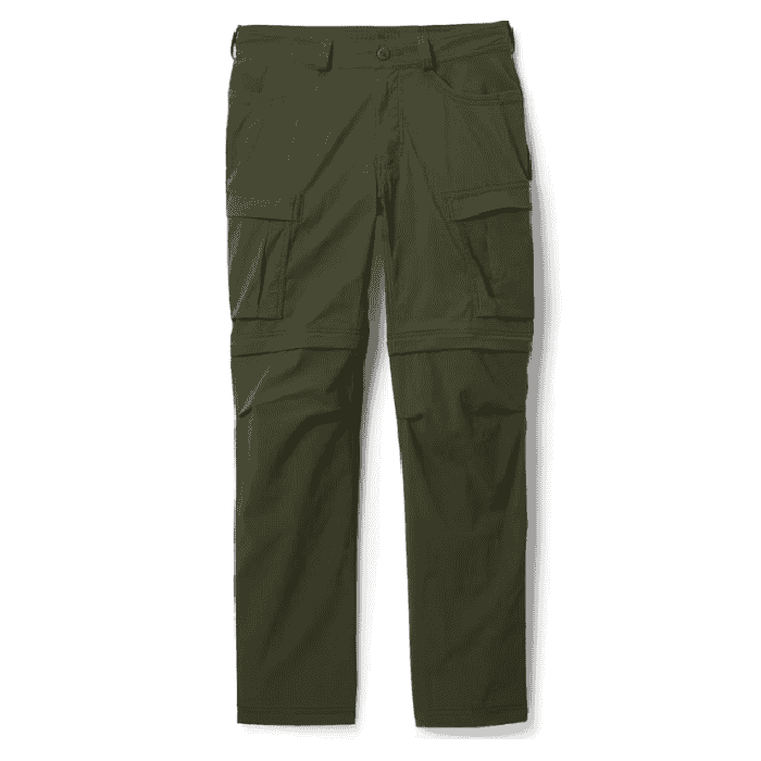 REI men's sahara convertible pants in dark green stock image