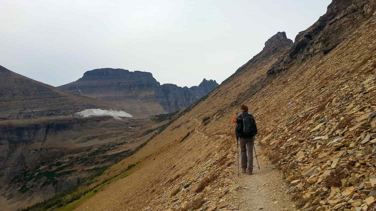 backpacker on the CDT in rocky terrain