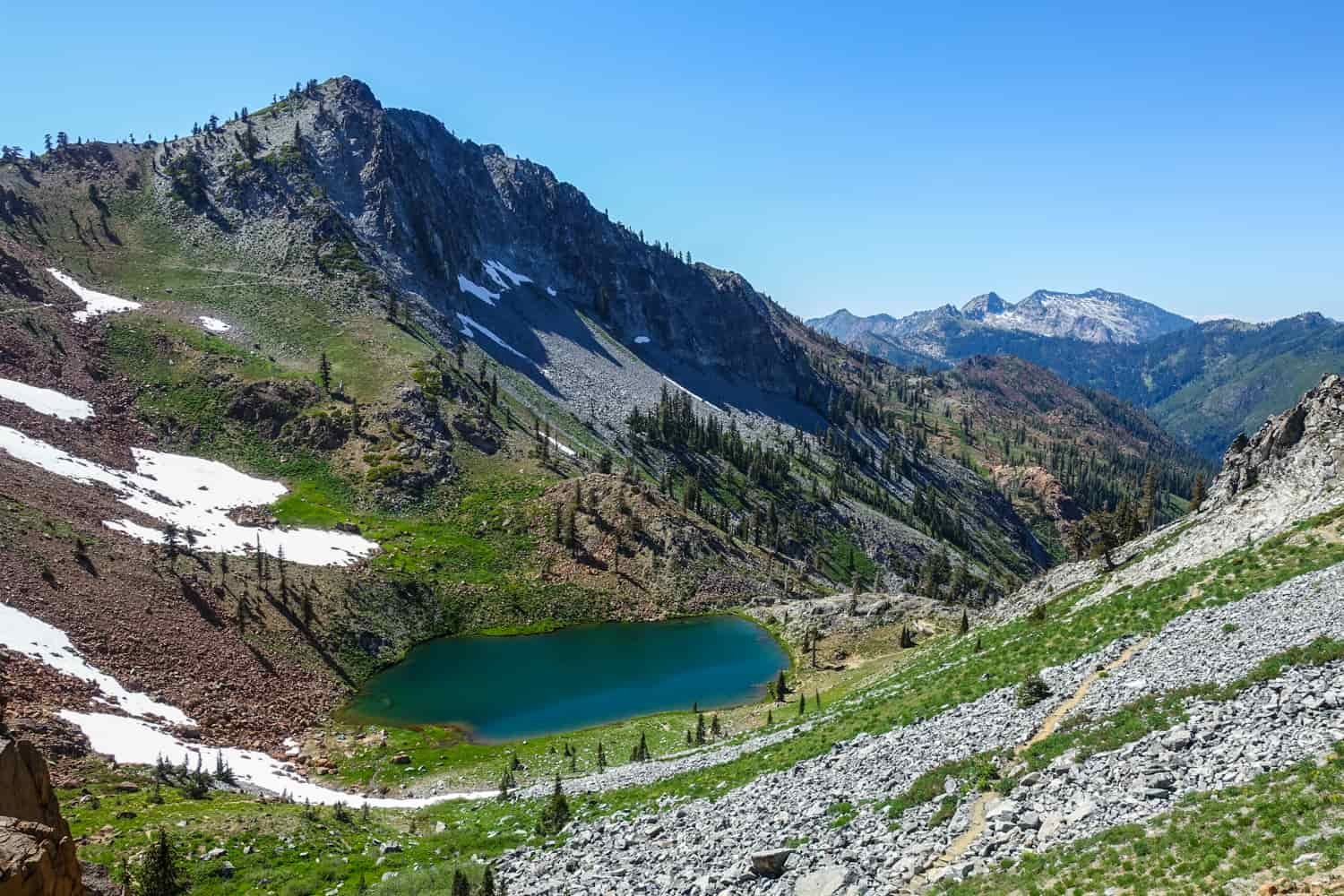 alpine lake and mountains in the trinity alps