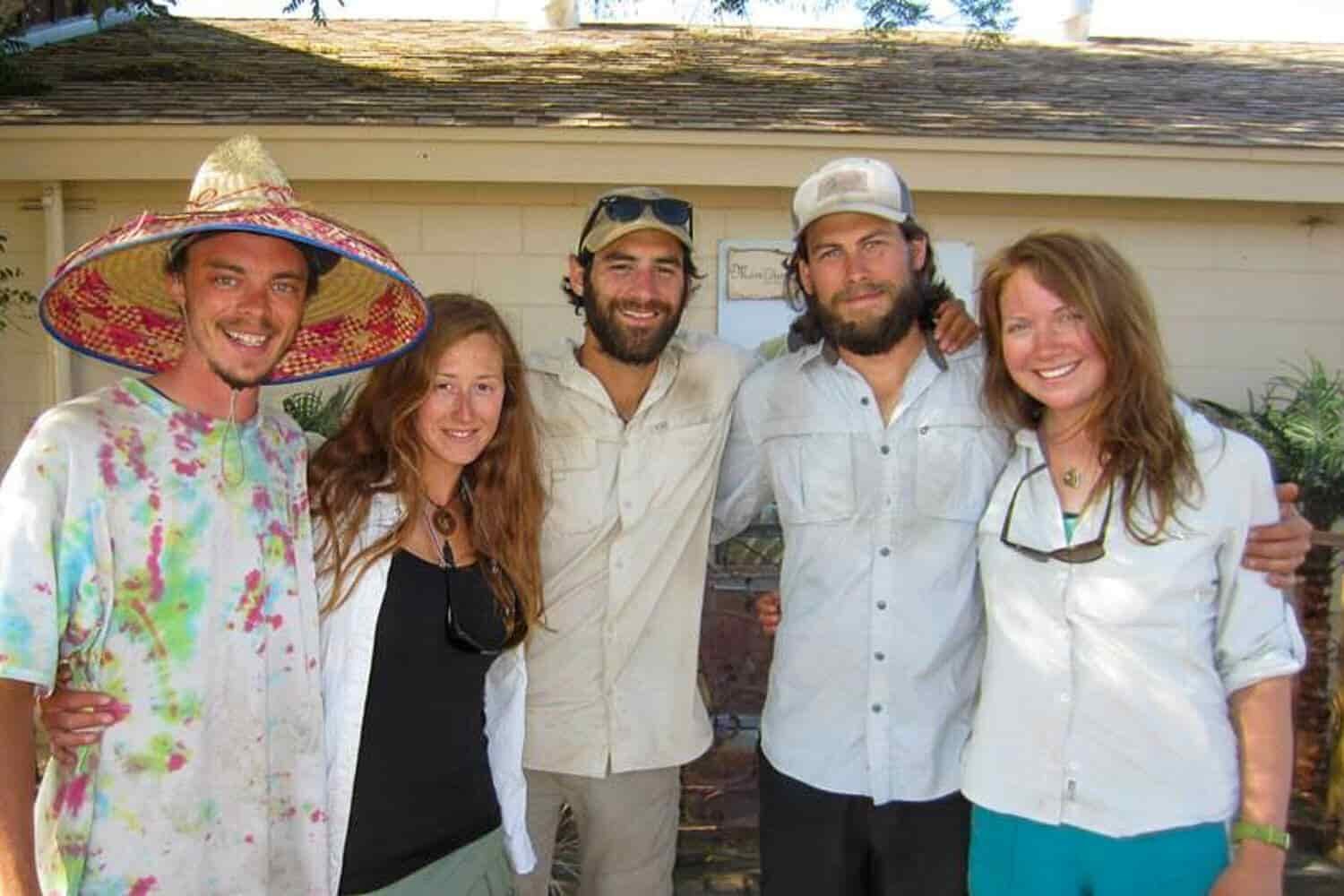 Friends who met on the Pacific Crest trail pose for a picture