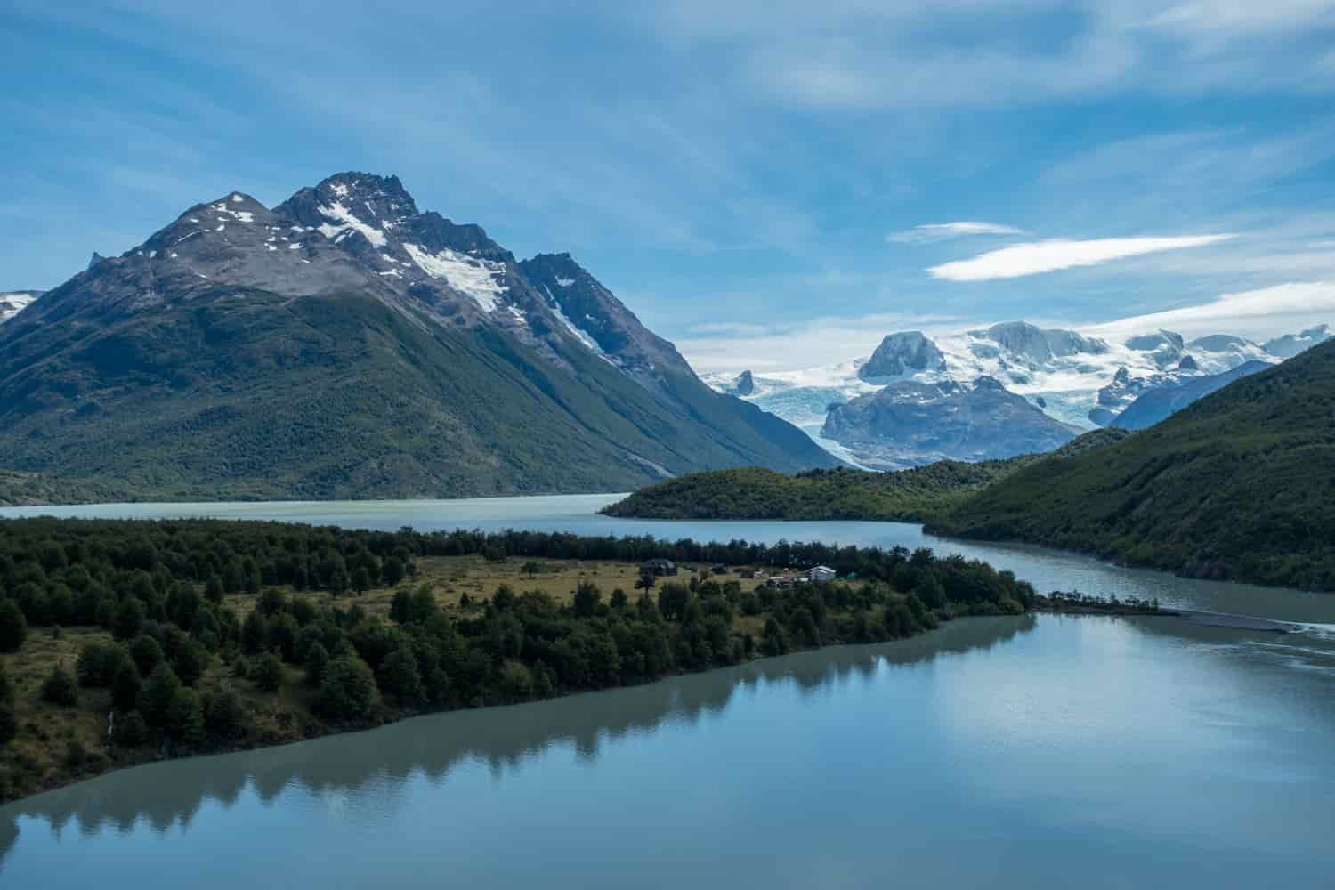 A lake view with stunning mountains and glaciers in the background