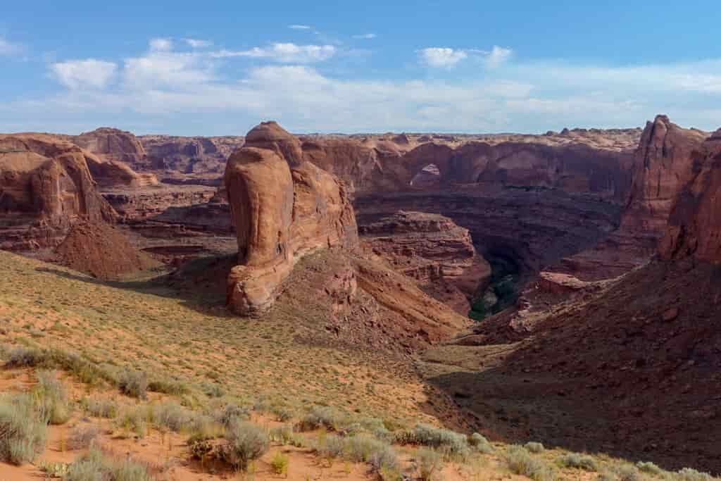 a expansive view of desert cliffs and rock formations