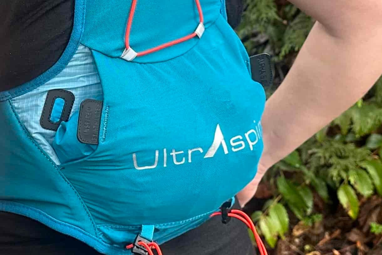 Close up of the UltrAspire Alpha 5.0 Race Vest