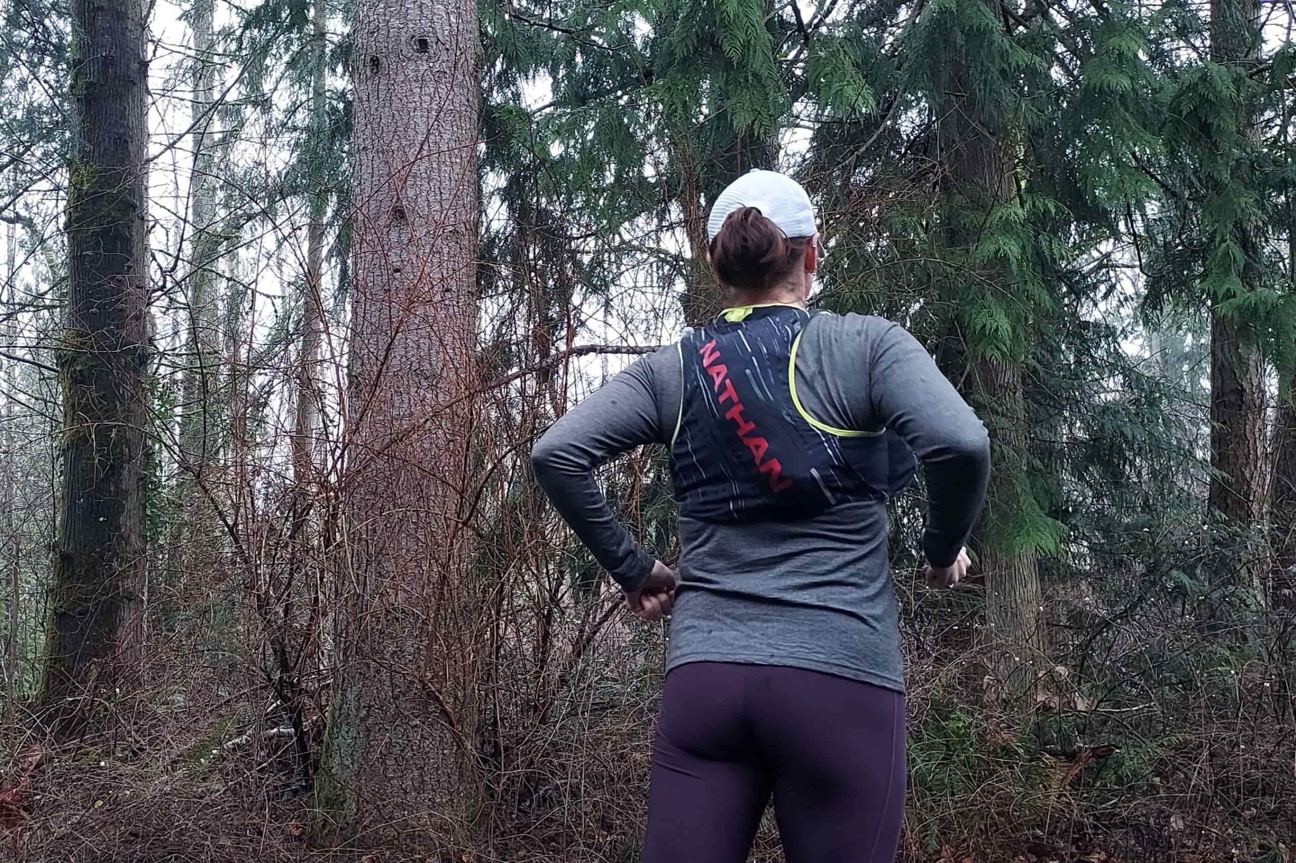 Runner wearing the Nathan Pinnacle 4 Hydration Race Vest