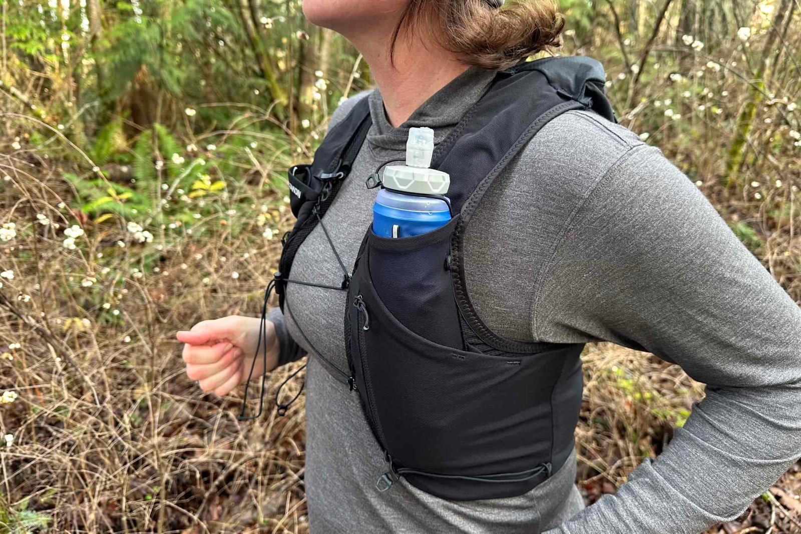 Runner wearing the Salomon ADV Skin 5 Unisex Running Vest
