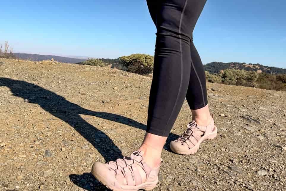 Our tester on a hike wearing the KEEN Newport H2 sandals.