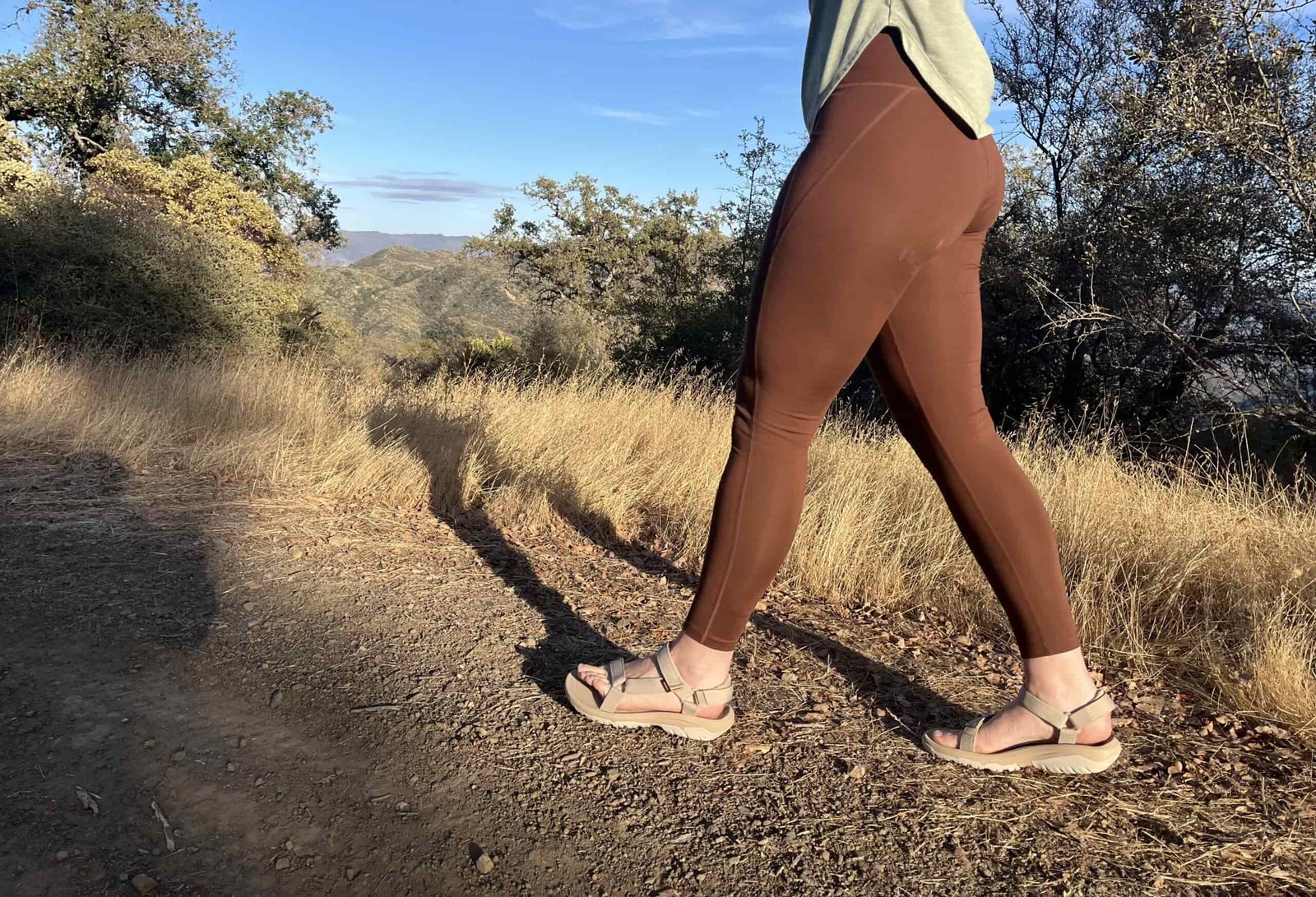Our tester on a hike in the Teva Hurricane XLT2 hiking sandals.