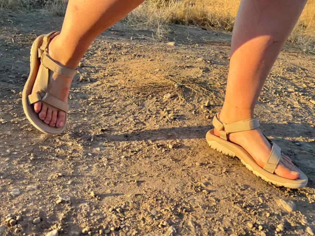 Our tester on a hike in the Teva Hurricane XLT2 hiking sandals.