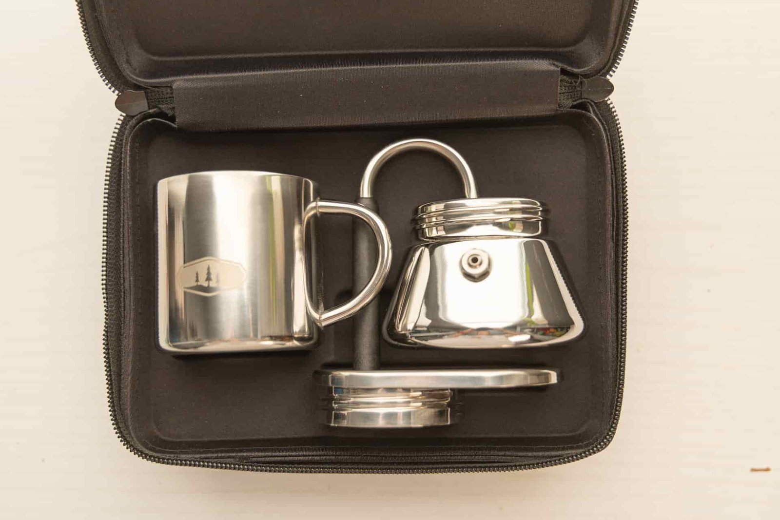 The GSI Mini Espresso set in its travel case.