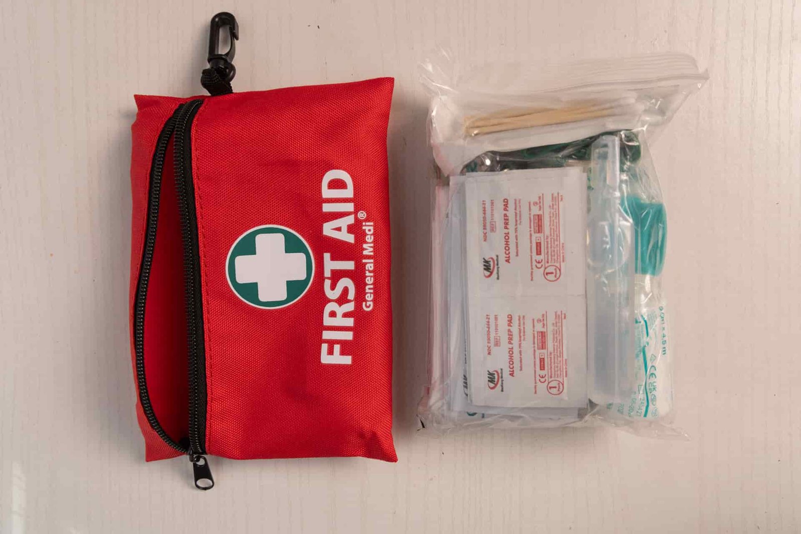 The supplies in the General Medi Mini are all packed in one plastic zip top bag.