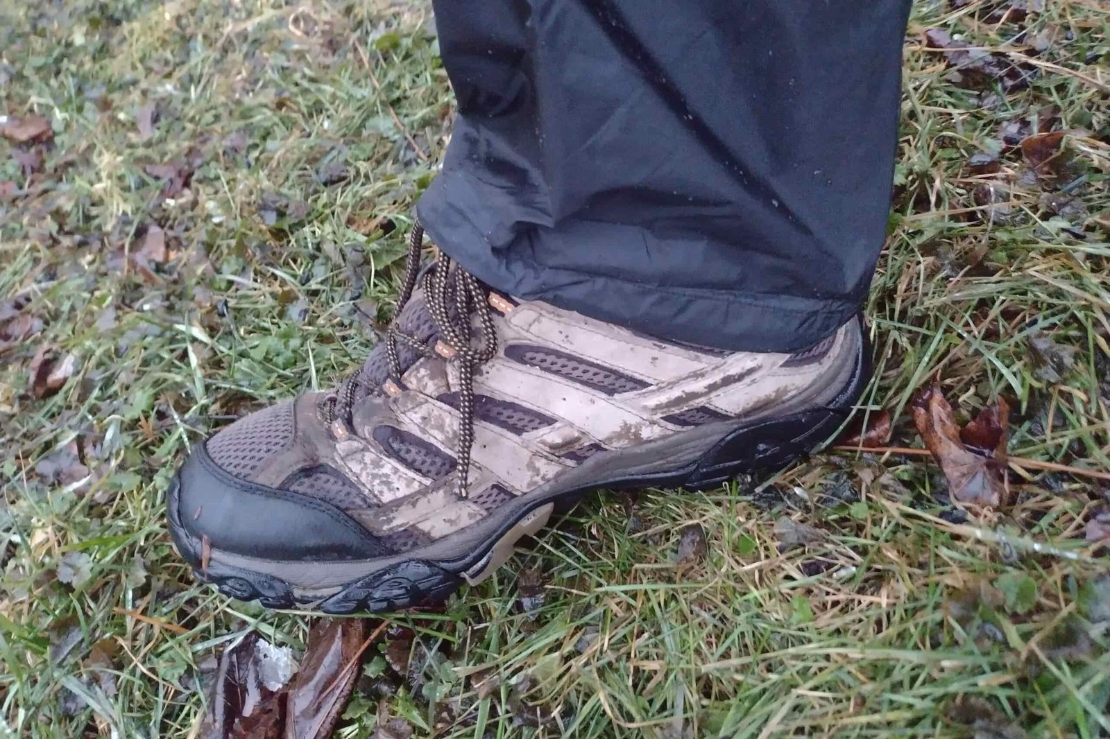 Closeup of the Montbell Versalite rain pants cuff.