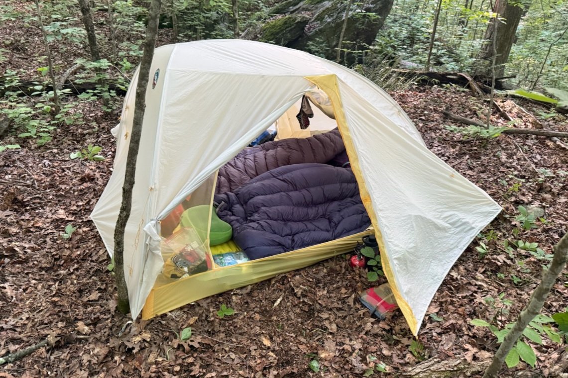 Hyperlite Mountain Gear 20-Degree Quilt in a tent