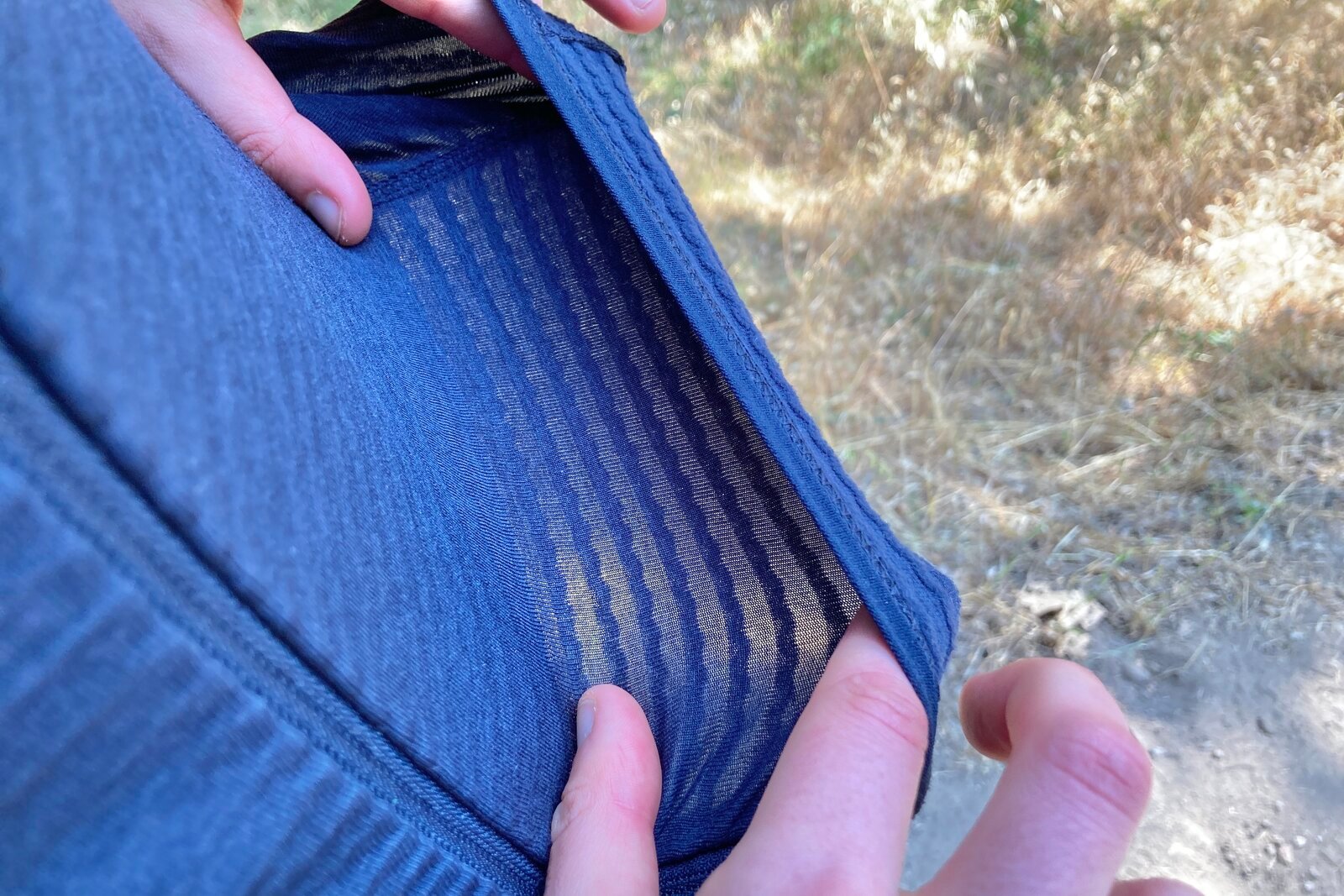 Close up showing the material used in a fleece jacket
